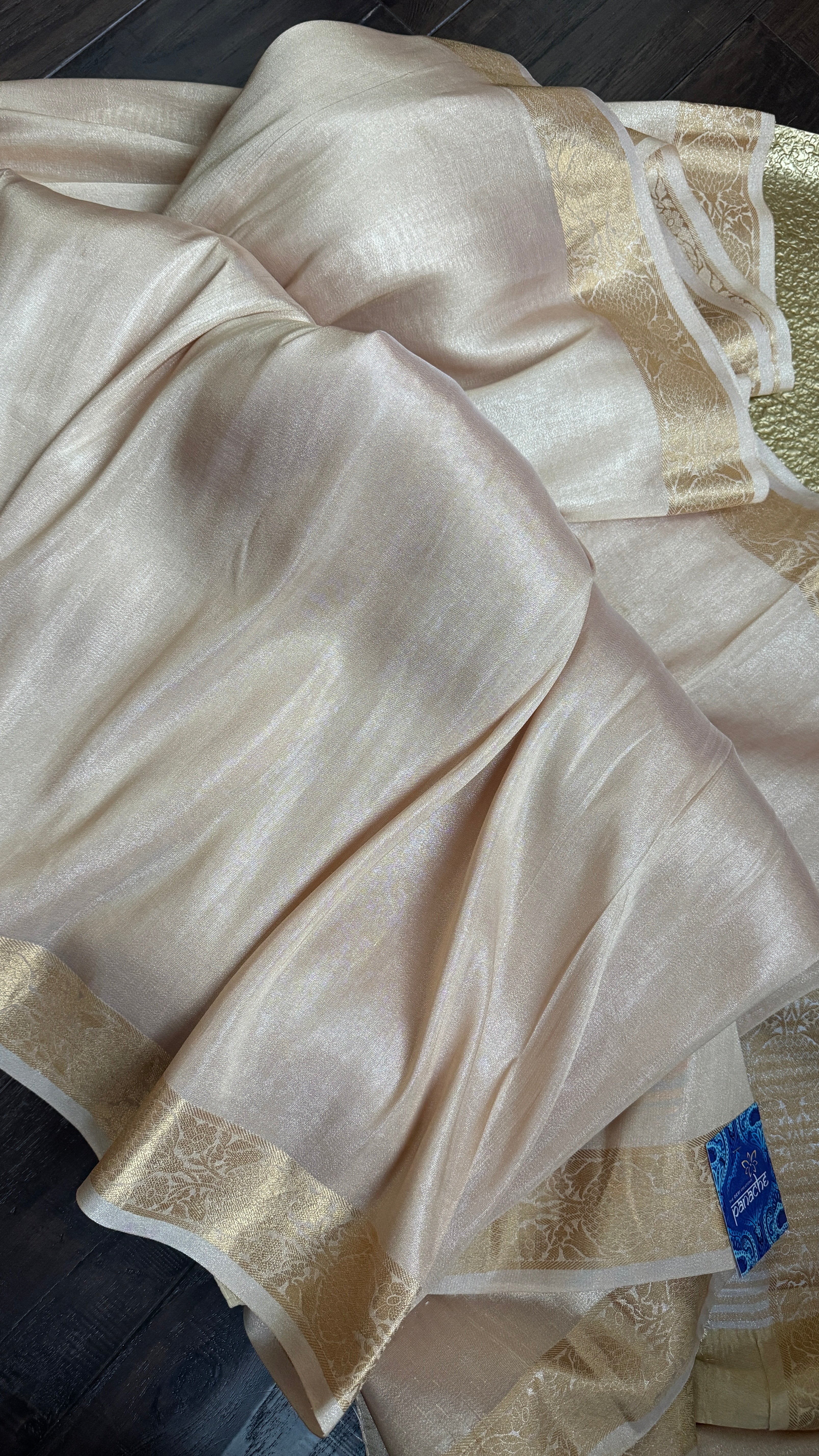 Pure Tissue Silk Banarasi - Golden Silver