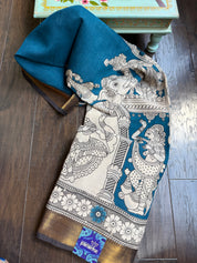 Chinori Silk Kalamkari  -  Blue