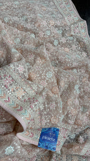 Designer Georgette Embroidered - Light Baby Pink
