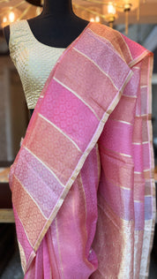 Tissue Organza Silk Banarsi - Rangkat Peach Pink