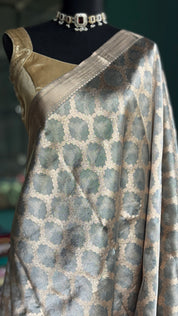 Pure Tissue by Tissue Silk Jaal Banarasi - Grey Kadhua