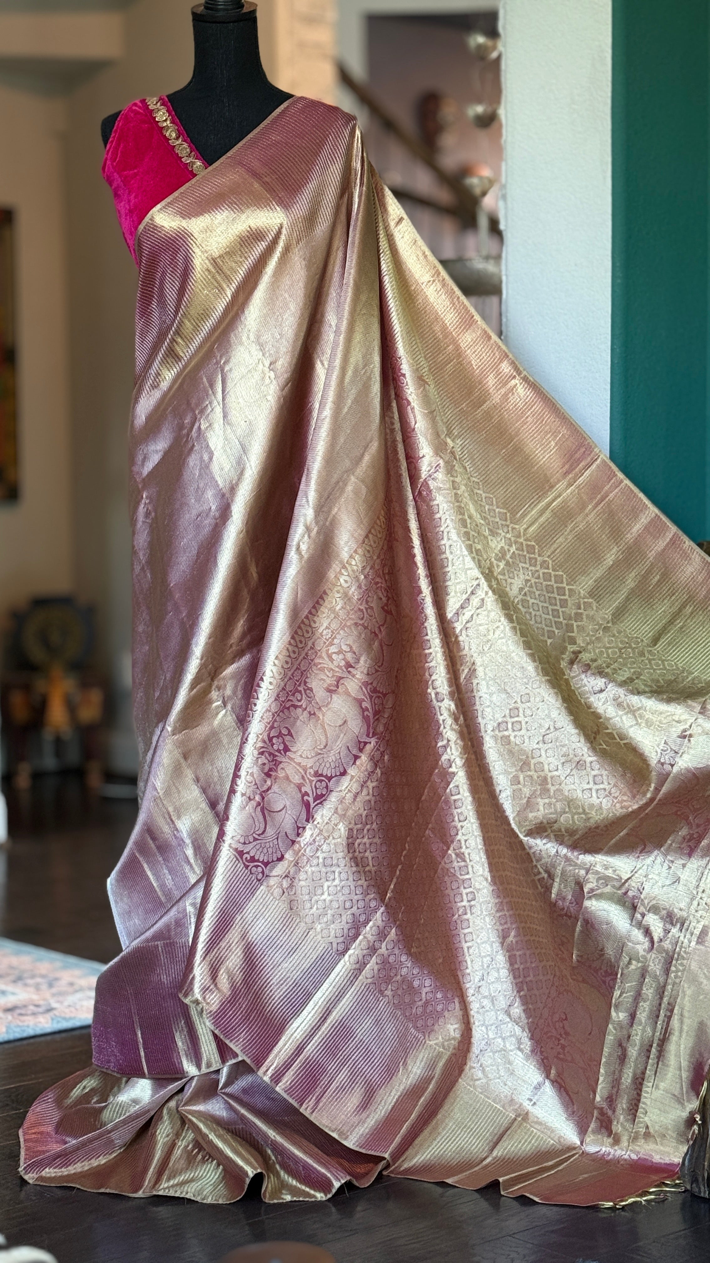 Pure Tissue Silk Kanjivaram - Golden Purple