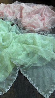 Designer Organza - Mint Leheriya