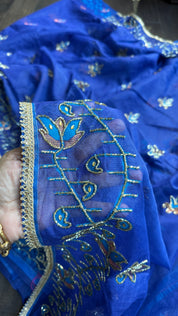 Designer Jamdaani Cutdana Embroidered - Metallic Blue