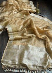 Pure Tissue Silk Banarasi - Golden Khadhua Woven