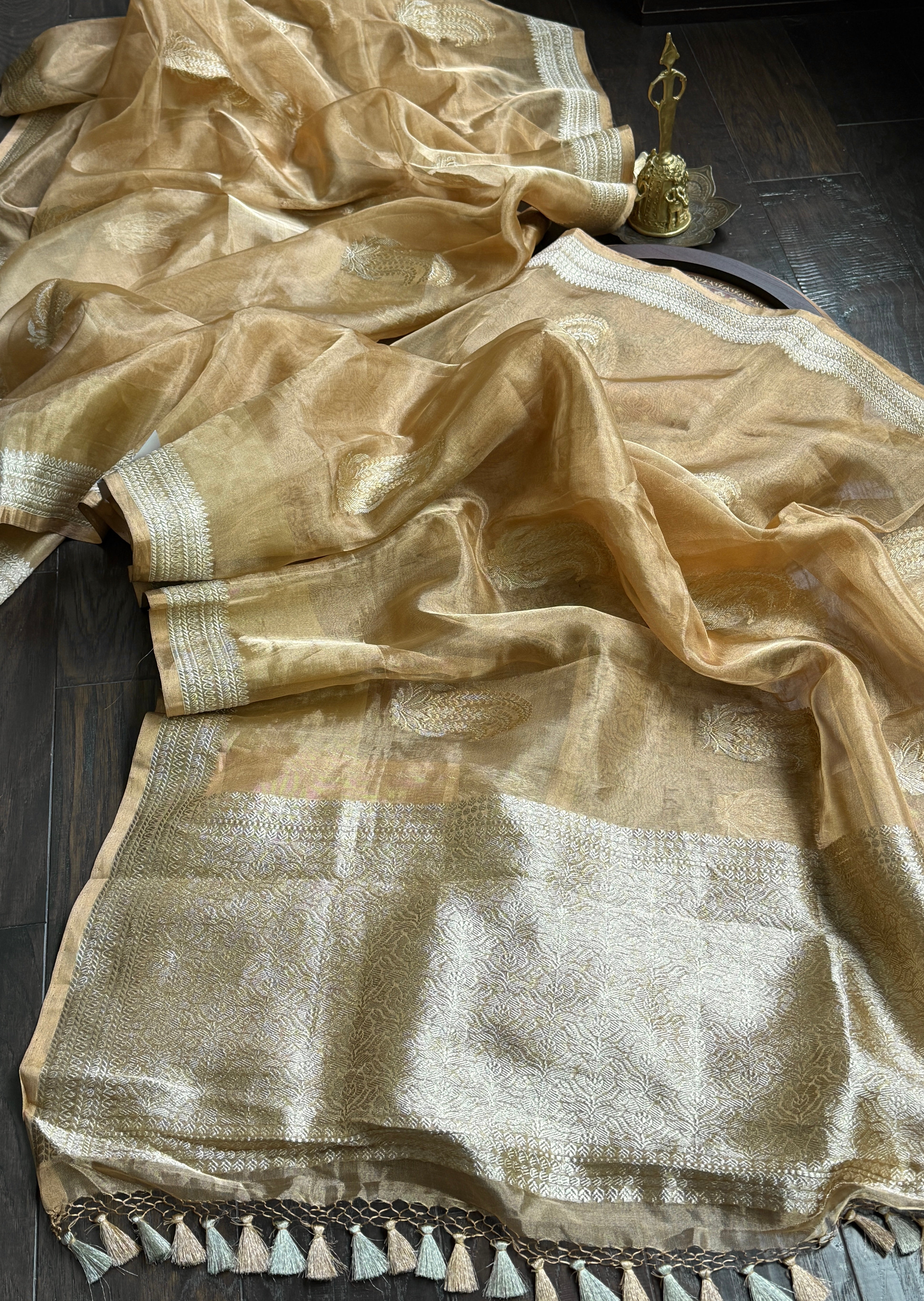 Pure Tissue Silk Banarasi - Golden Khadhua Woven