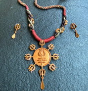 Copper Necklace Earring Set - Swastik