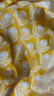 Pure Silk Katan Banarasi- Yellow Zari Woven