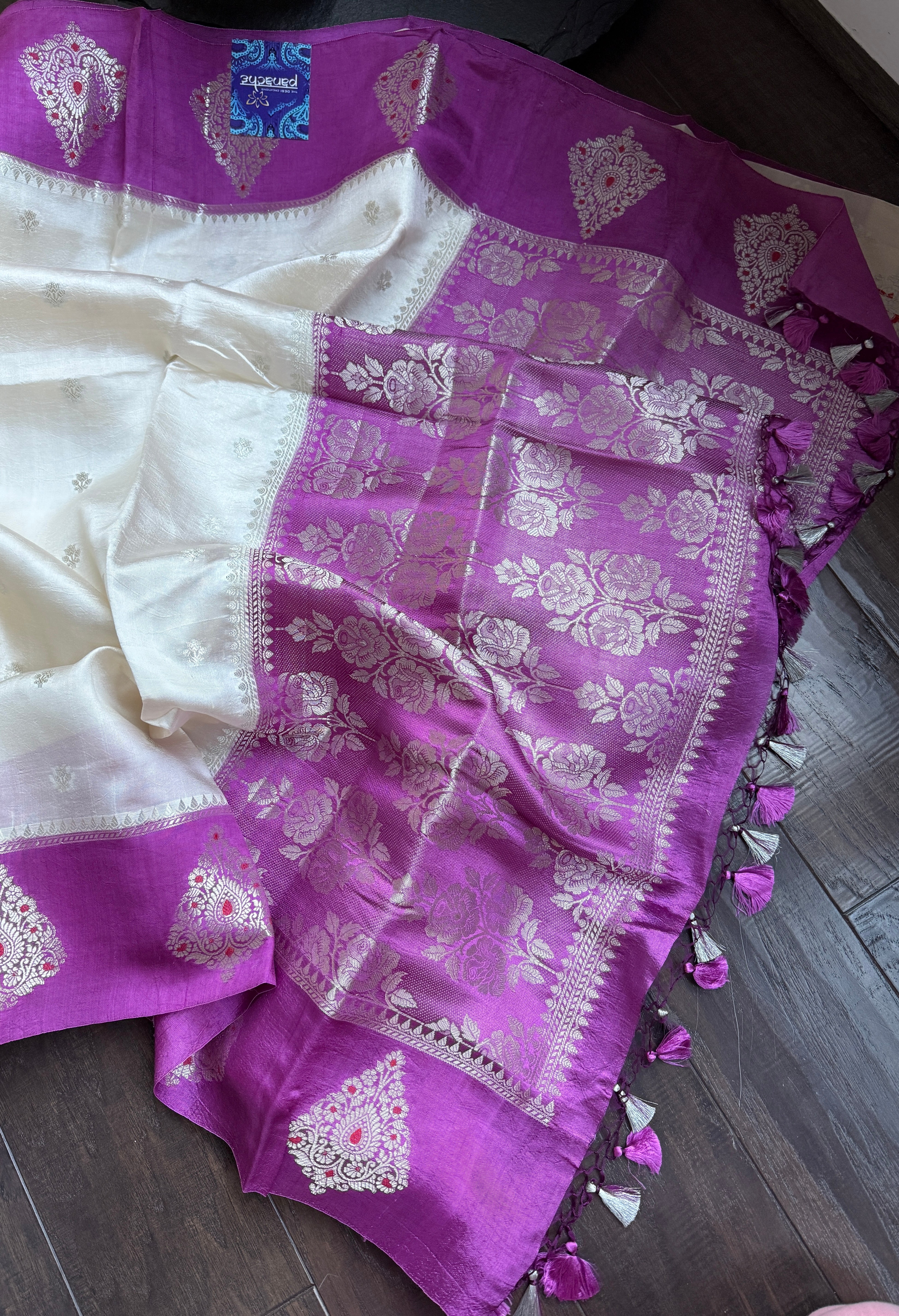 Chiniya Silk Banarasi - Off White Purple Woven