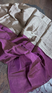 Chanderi Tissue Silk - Purple Silver woven
