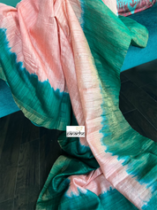 Pure Matka Silk - Peach Teal Green