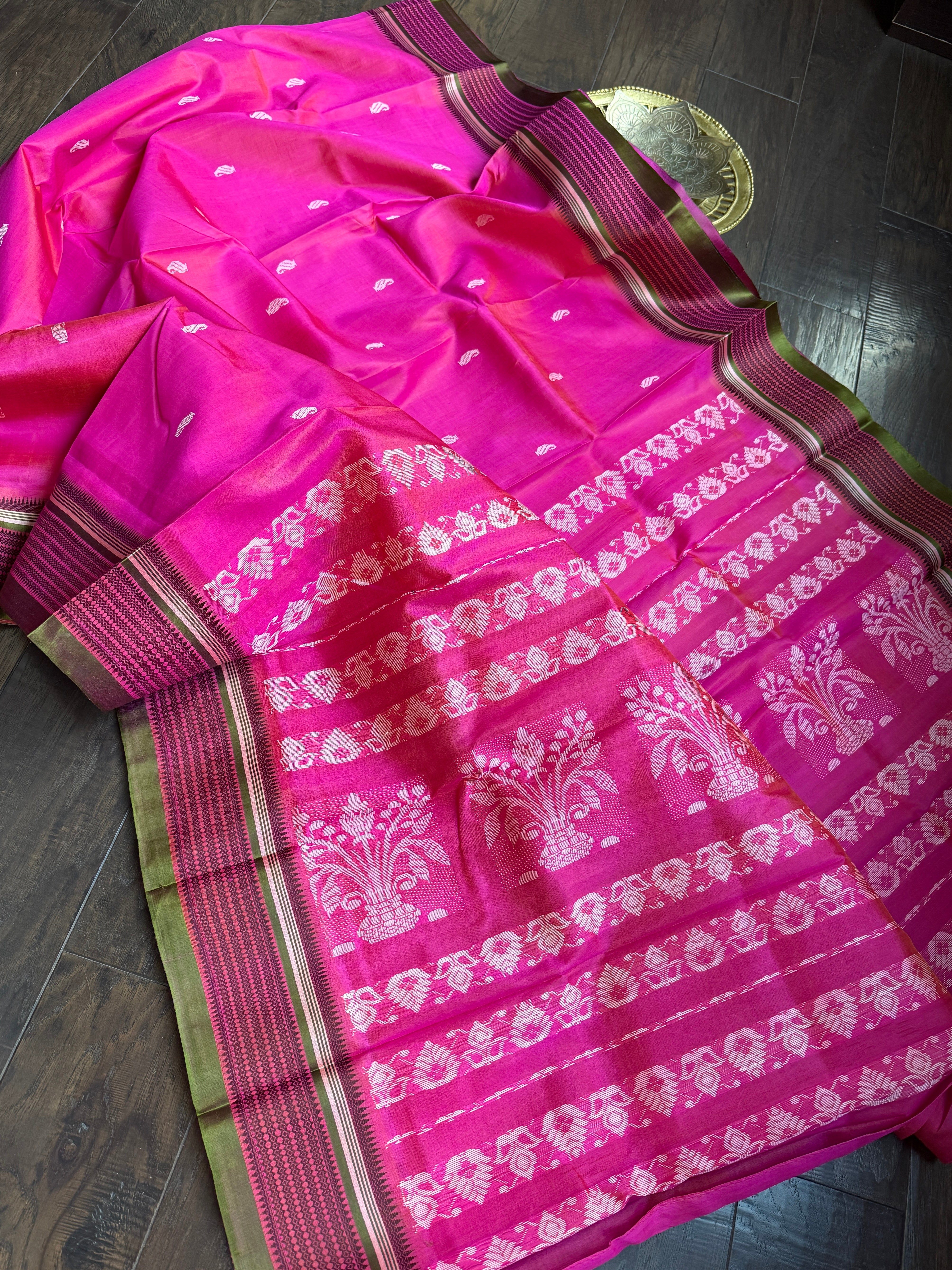 Pure Garad Silk- Pink Green