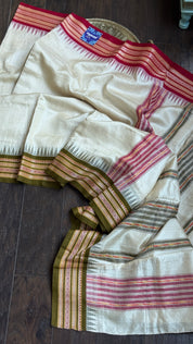 Vidarbha Tussar Silk - Tussar Color Ganga Yamuna Woven
