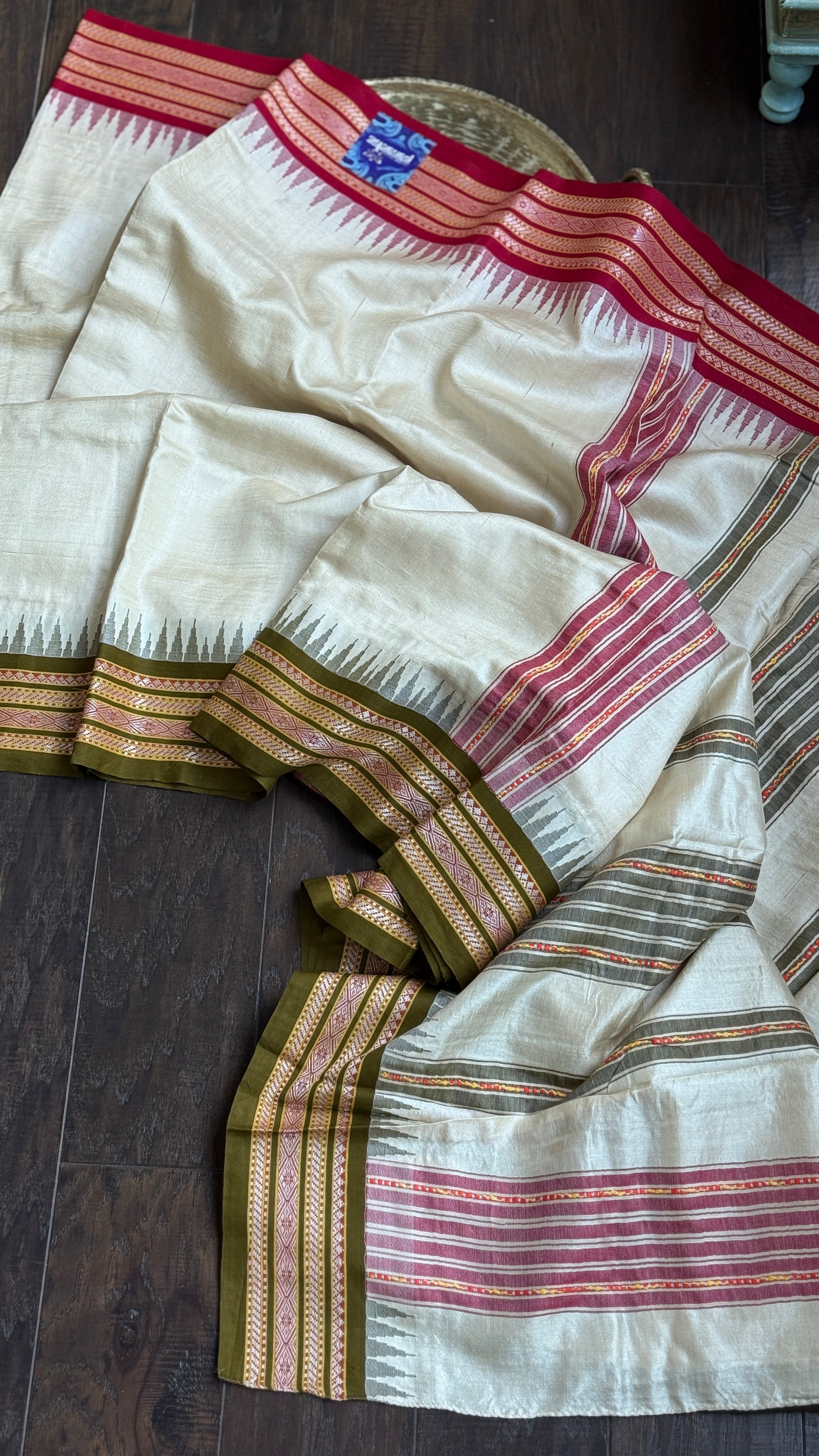 Vidarbha Tussar Silk - Tussar Color Ganga Yamuna Woven