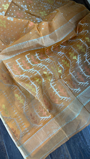 Dhakai Jamdani  - Light Terracotta Silver Zari Woven