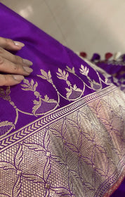 Pure Silk Katan Banarasi- Purple