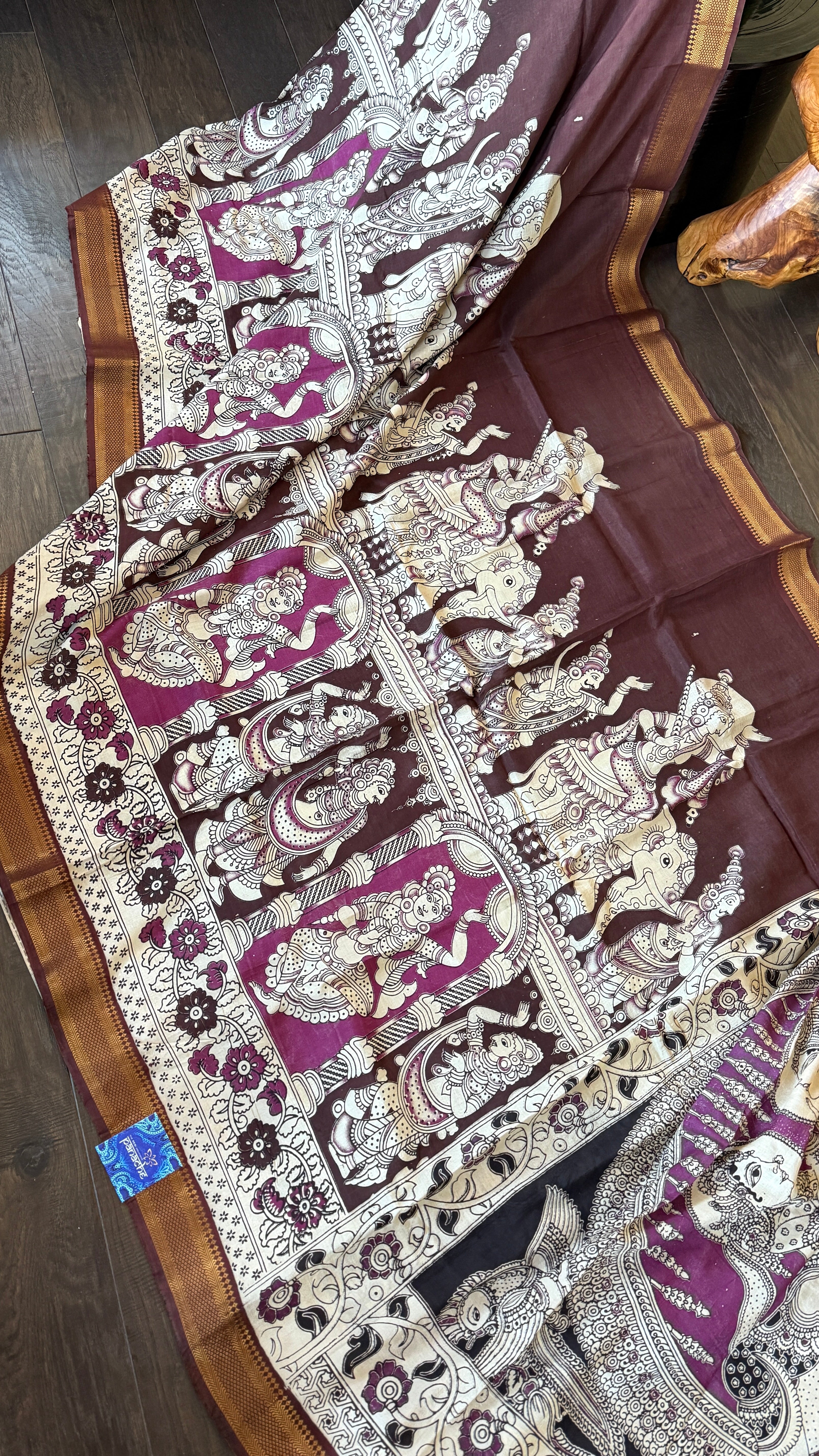 Chinori Silk Kalamkari  - Chocolate Brown