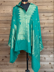 Kashmiri Pashmina Stole - Sea Green Resham Woven
