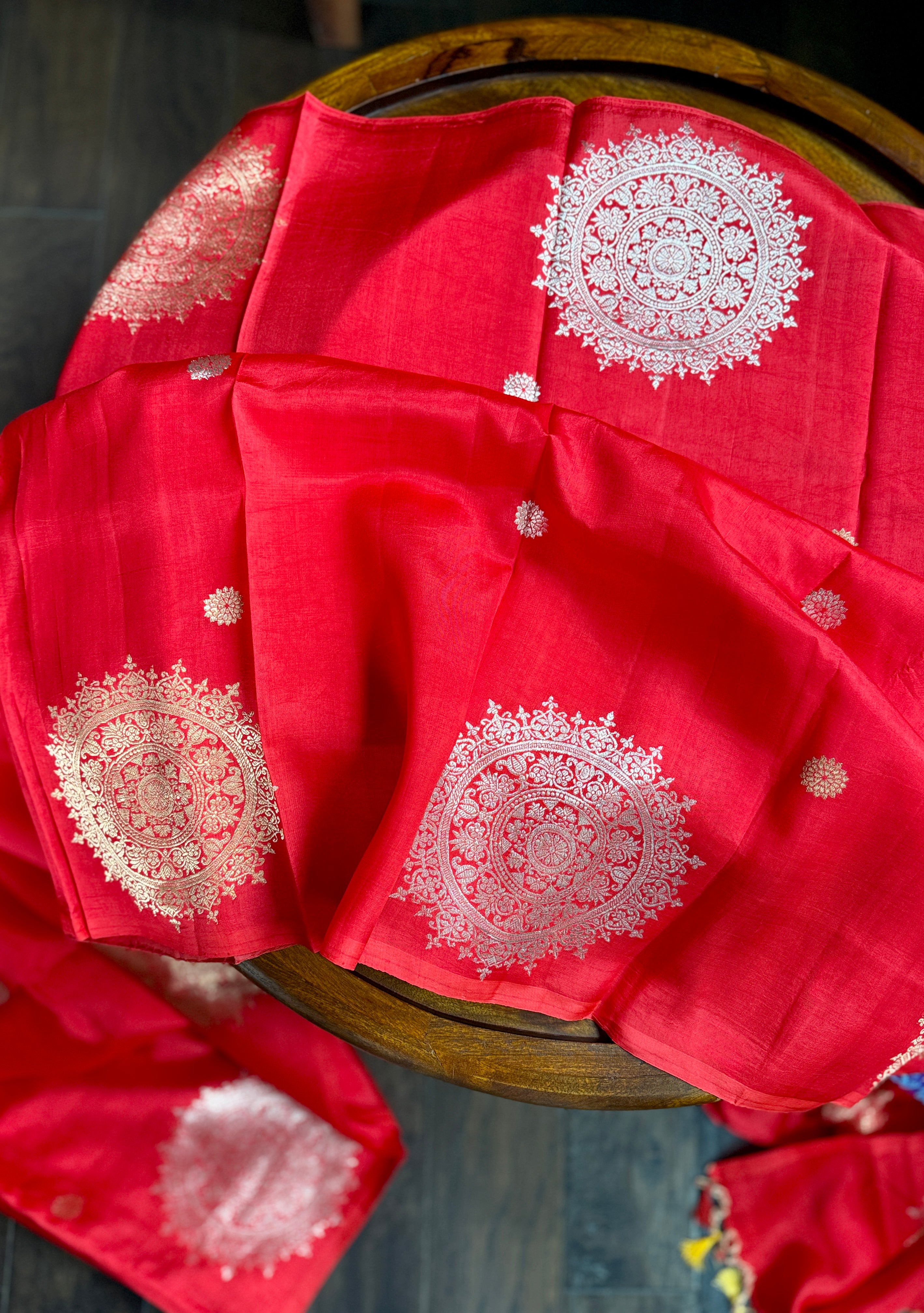 Pure Katan Silk Banarasi - Red woven