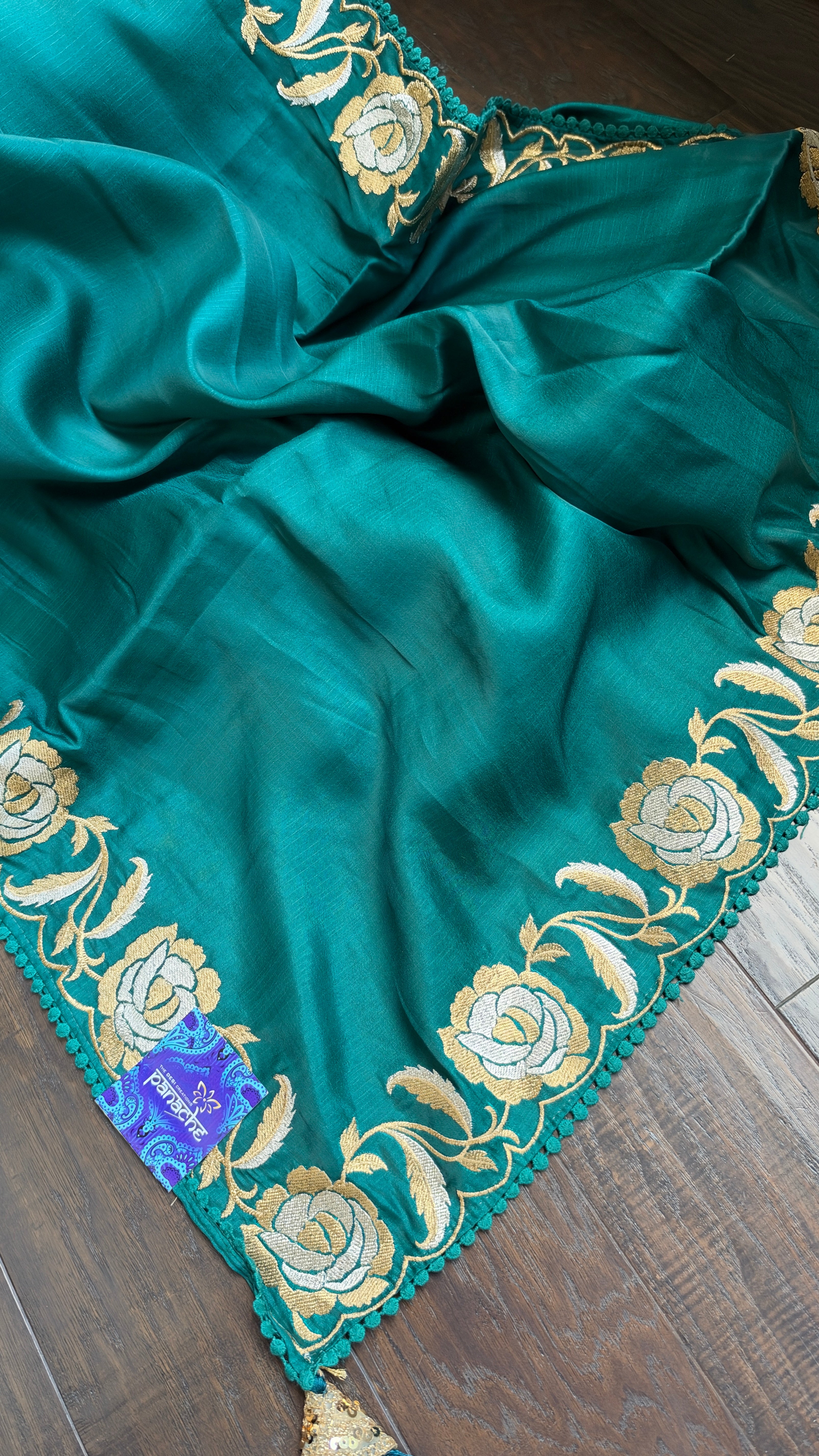 Soft Silk Embroidered - Teal