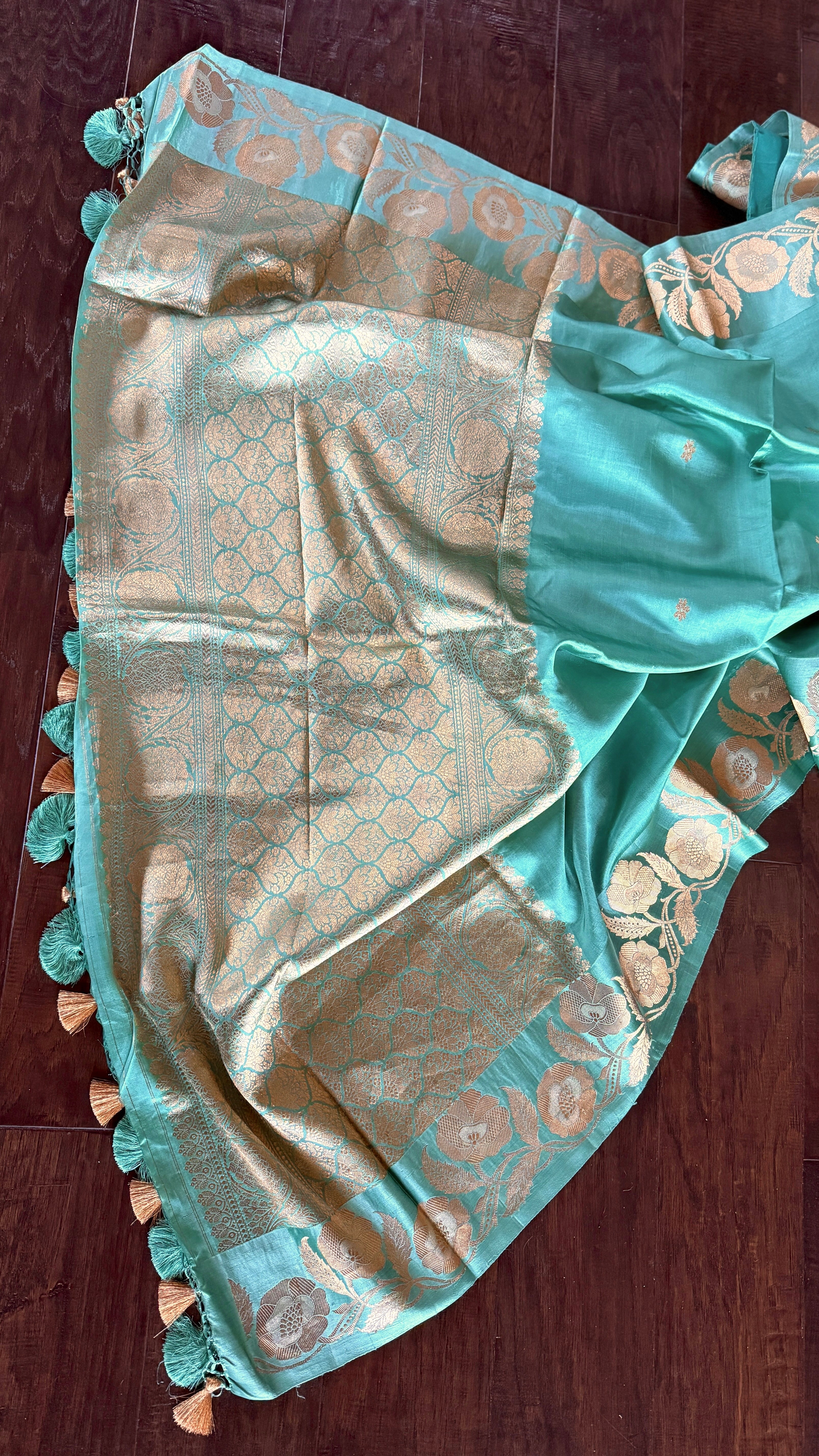 Pure Katan Silk Banarasi - Sea Green