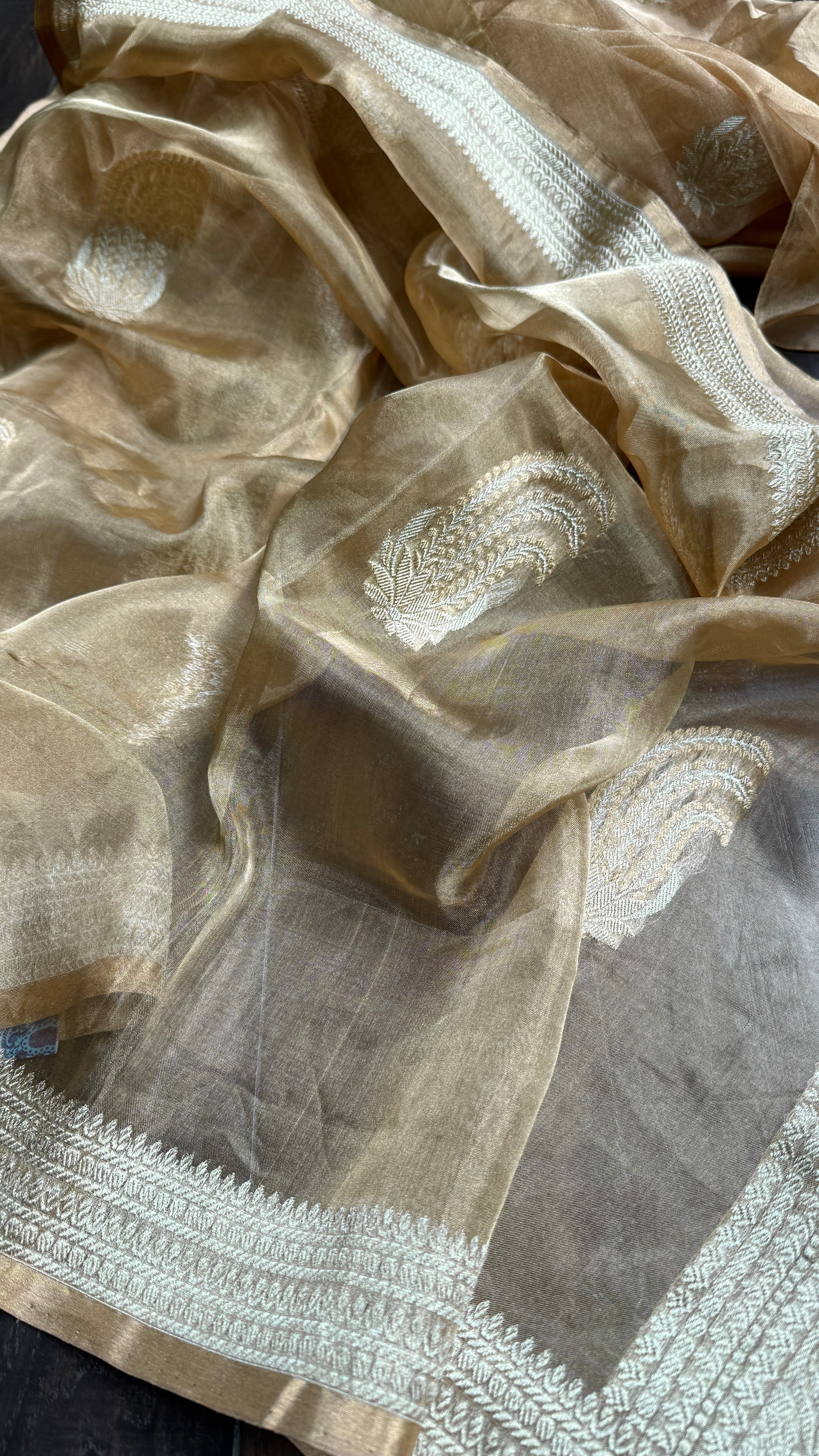 Pure Tissue Silk Banarasi - Golden Khadhua Woven