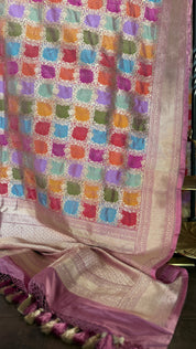 Pure Silk Banarasi - Thulian Pink Multi Color