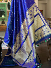 Pure Silk Mashru Banarasi- Peacock Blue Dual Tone