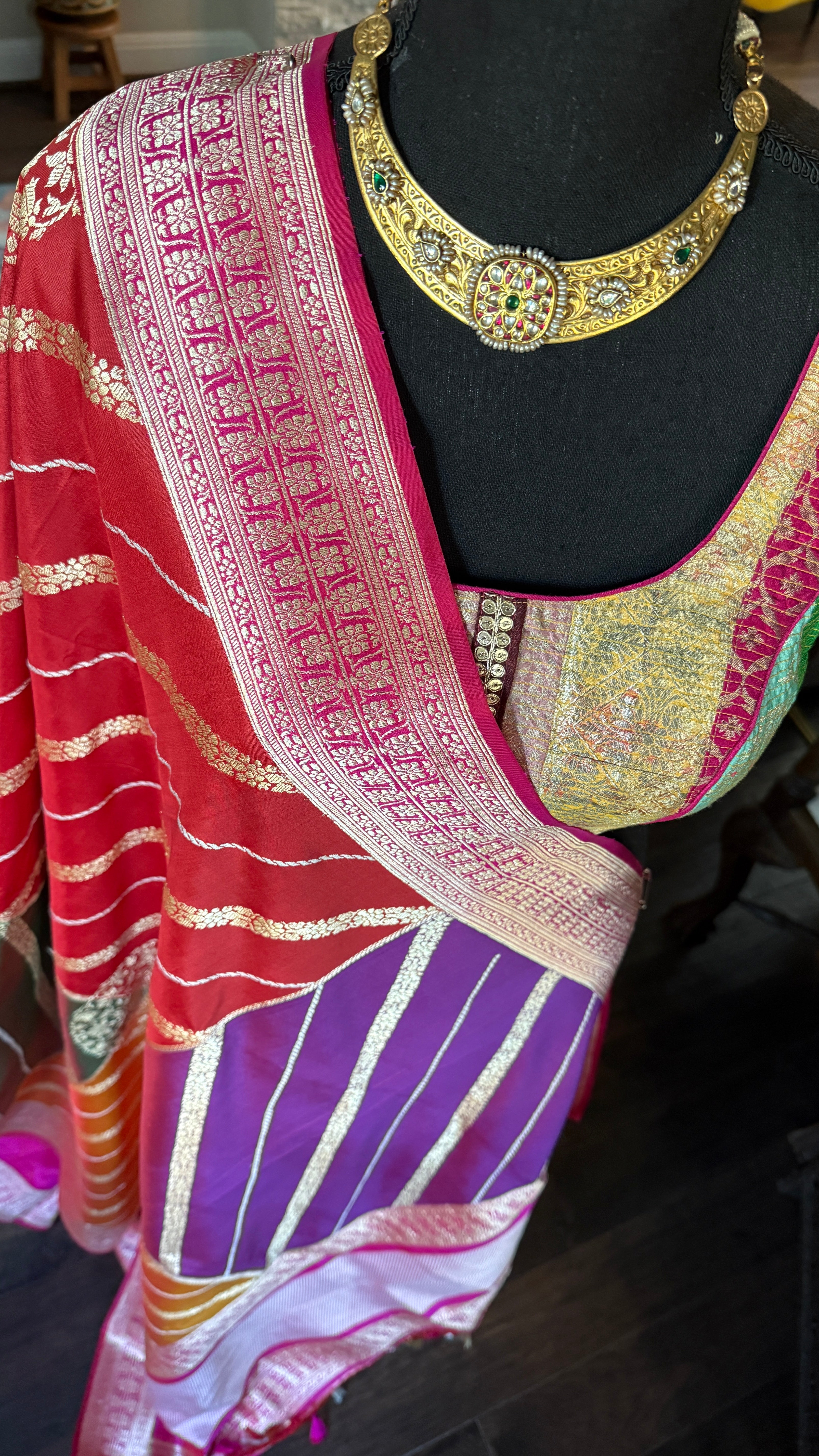 Pure Silk Banarasi - Rani Pink Rangkat Palla
