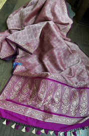 Soft Silk Brocade Banaras Saree - Magenta Purple