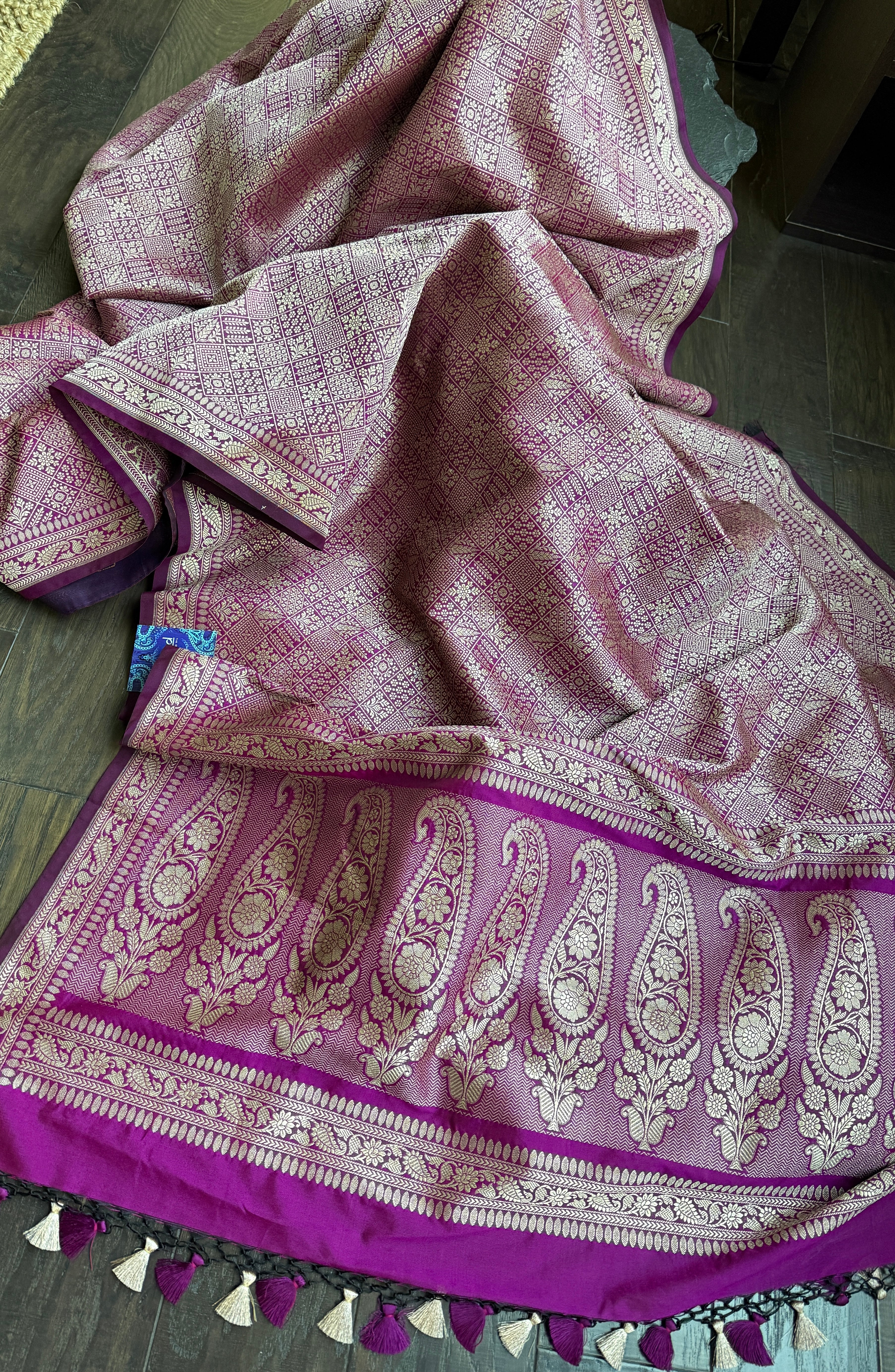 Soft Silk Brocade Banaras Saree - Magenta Purple