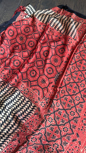 Modal Silk Ajrakh - Maroon Black