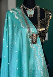 Pure Silk Mashru Banarasi- Sea Green