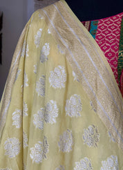 Khaddi Georgette Banarasi - Light Lemon Yellow