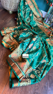 Patan Silk Patola - Green Antique Zari