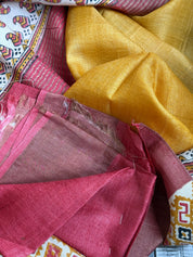 Pure Tussar Silk - Yellow Red Black