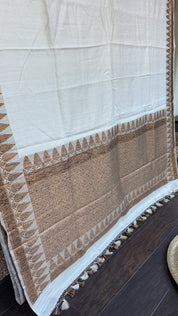Tussar Silk Banarasi - Ivory Antique Zari
