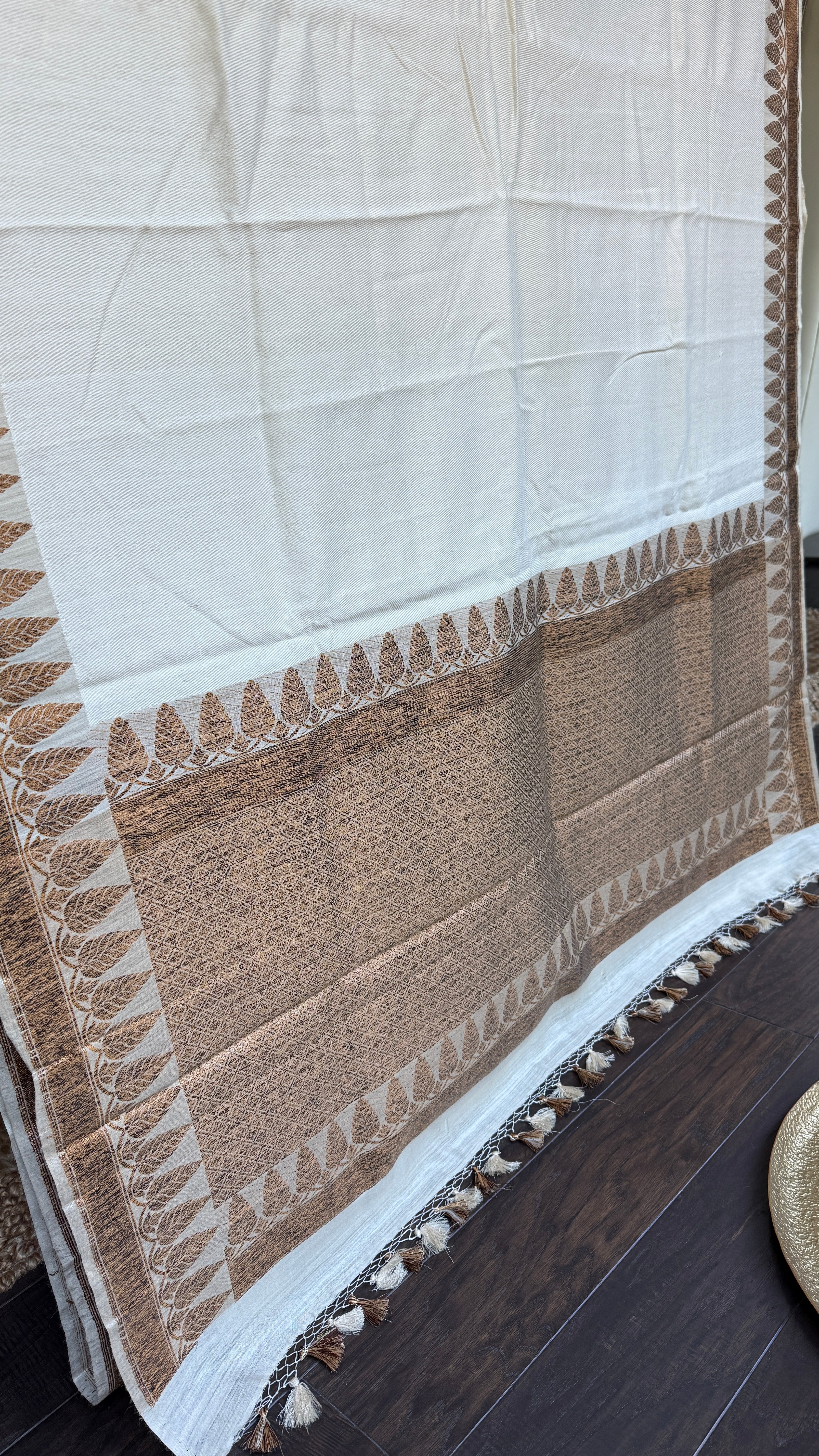 Tussar Silk Banarasi - Ivory Antique Zari
