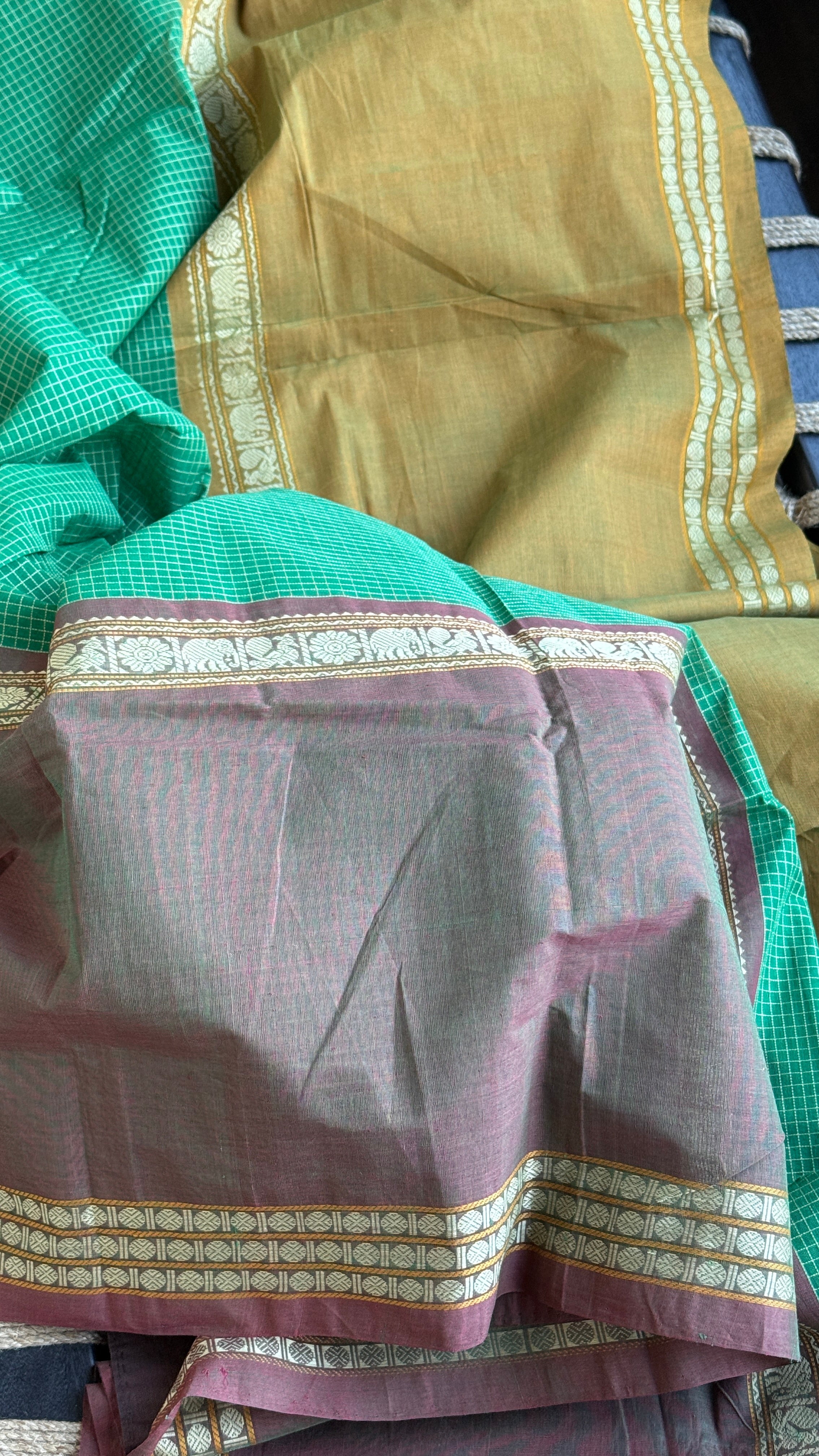 Kanchi Cotton Handloom - Green Mubbagam