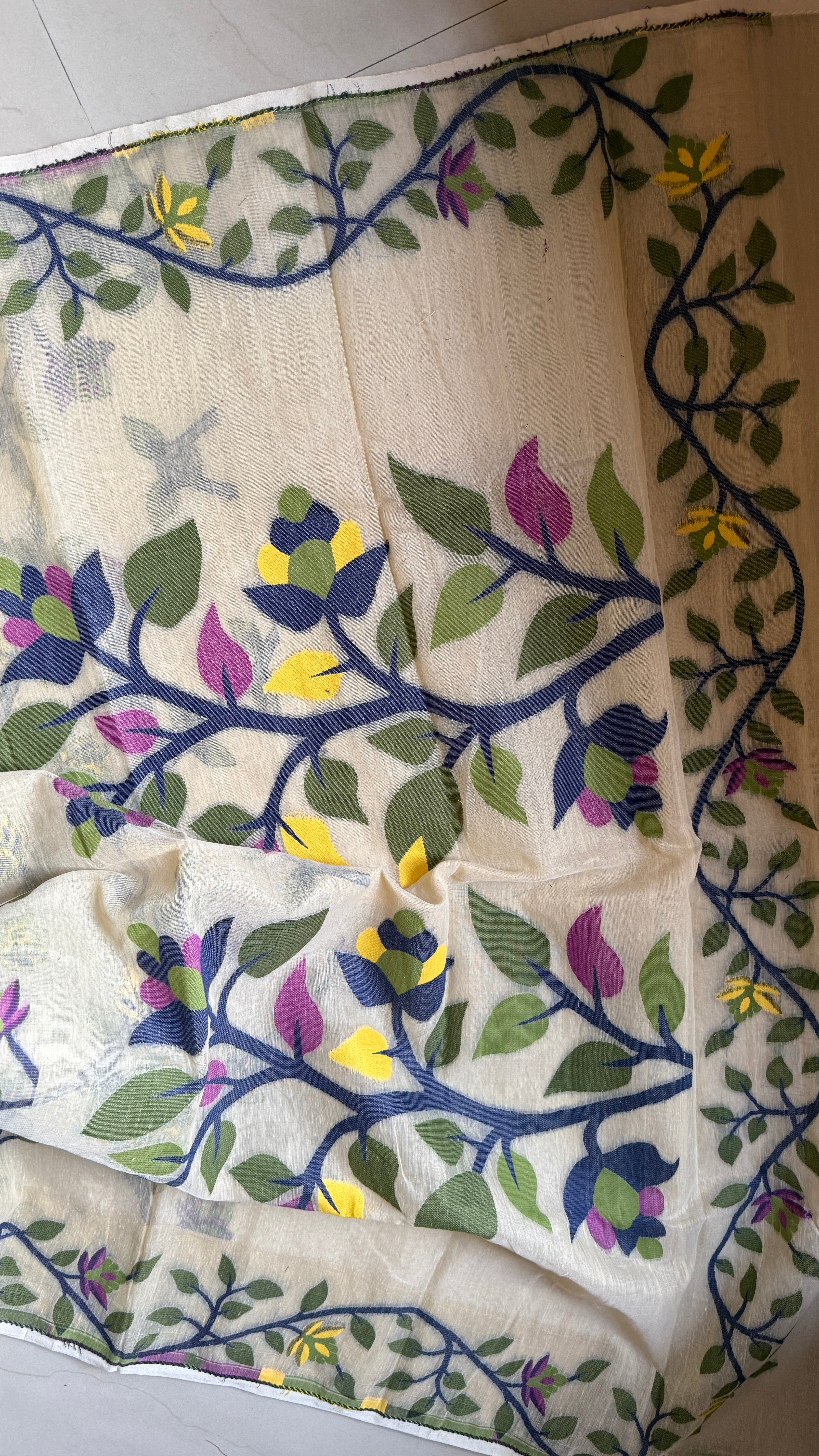 Cotton Jamdaani  - Beige Multi Colored 1