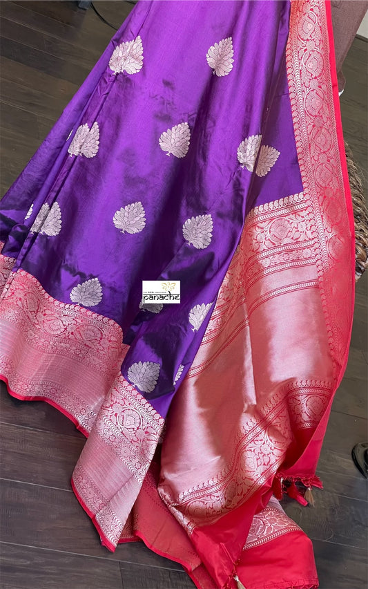 Katan Silk Banarasi - Purple Red