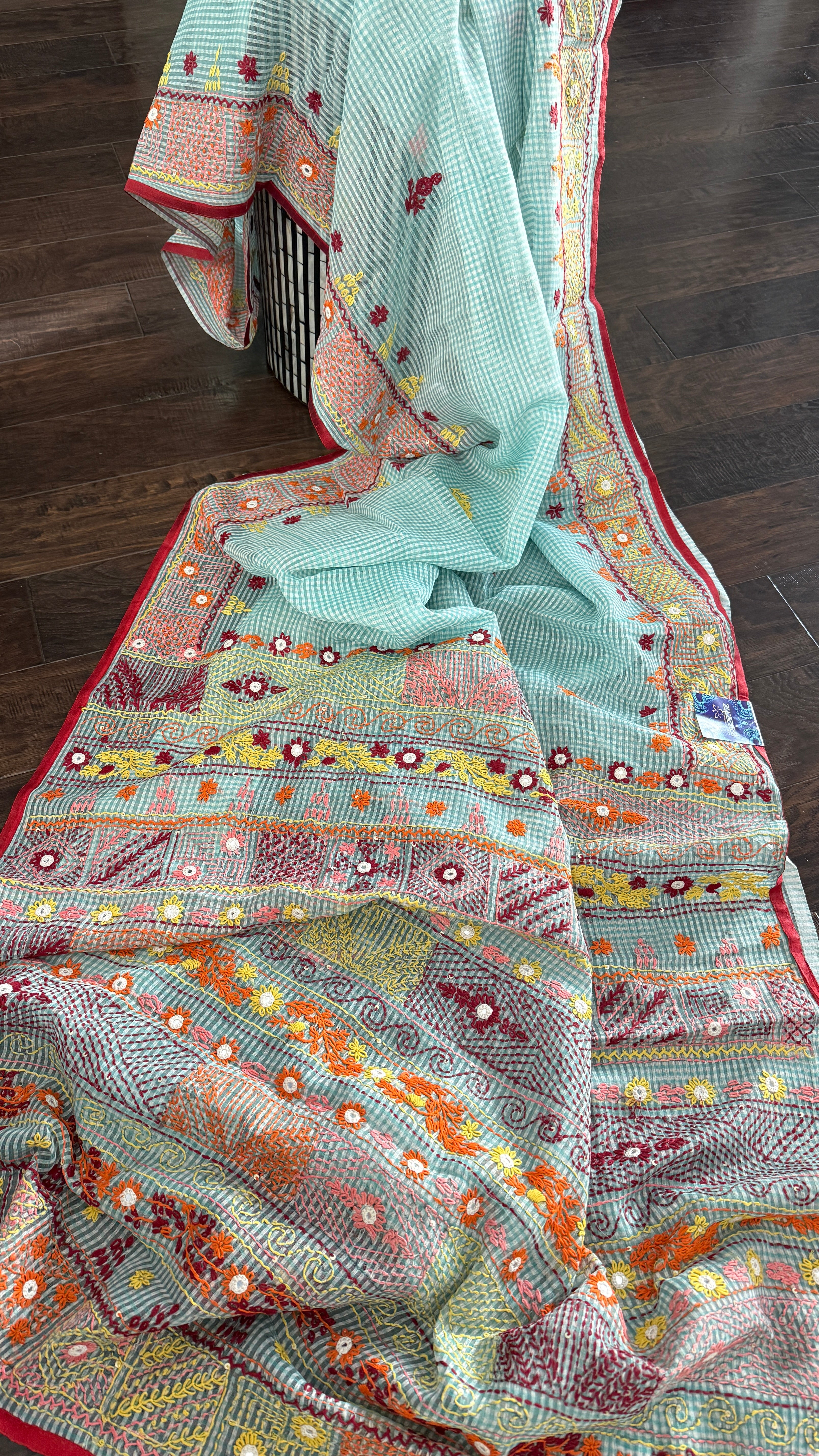 Kota Silk Lambani - Aqua Blue Embroidered