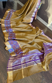 Designer Crepe Silk - Ochre Brown Purple