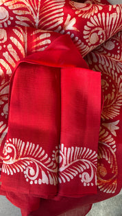 Bishnupur Silk Batik Soru Tuli -  Red White