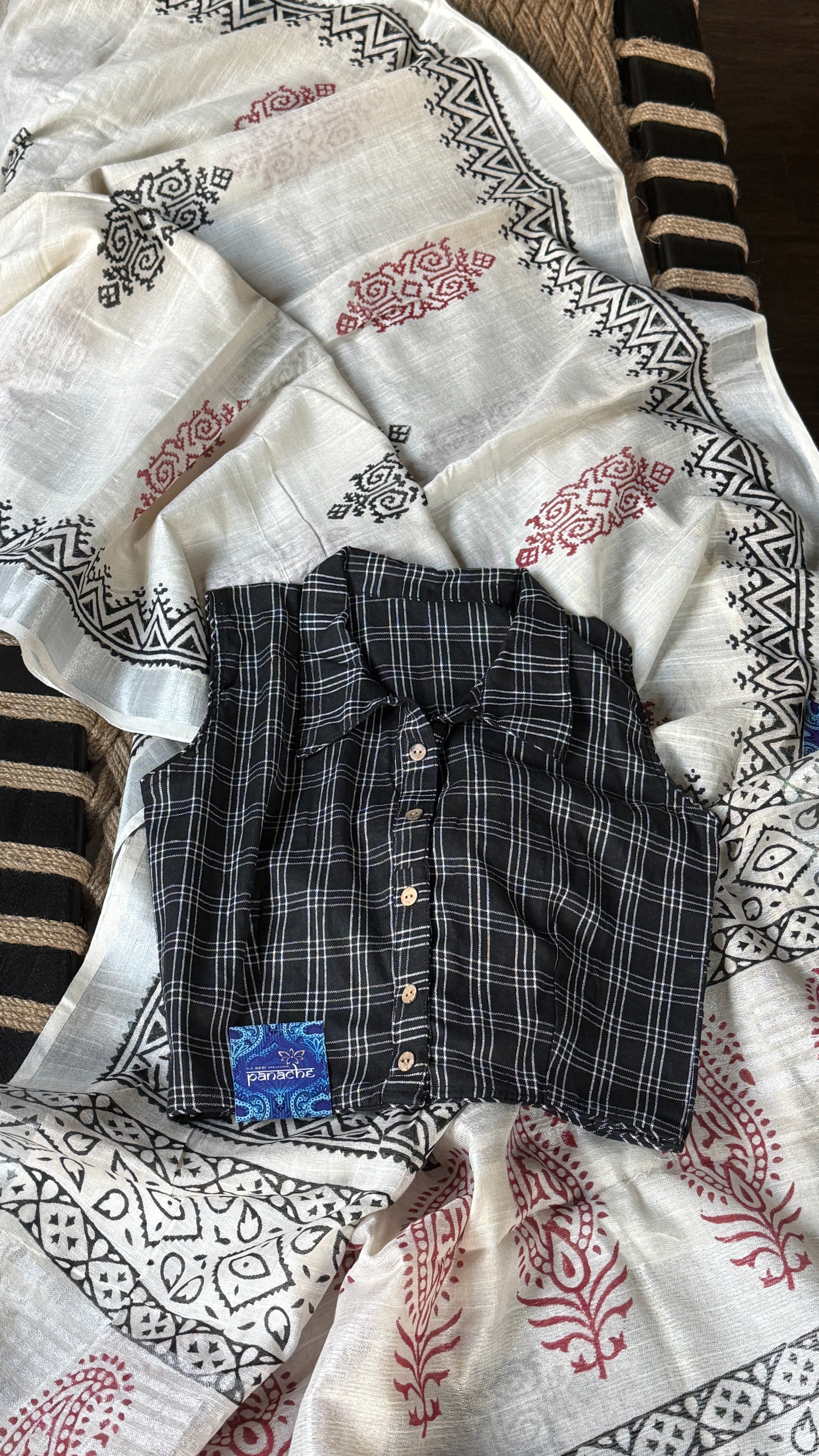 Designer Blouse - Black Checkered