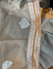 Organza Silk Banarasi - Tan Beige Orange Kadwa Motifs