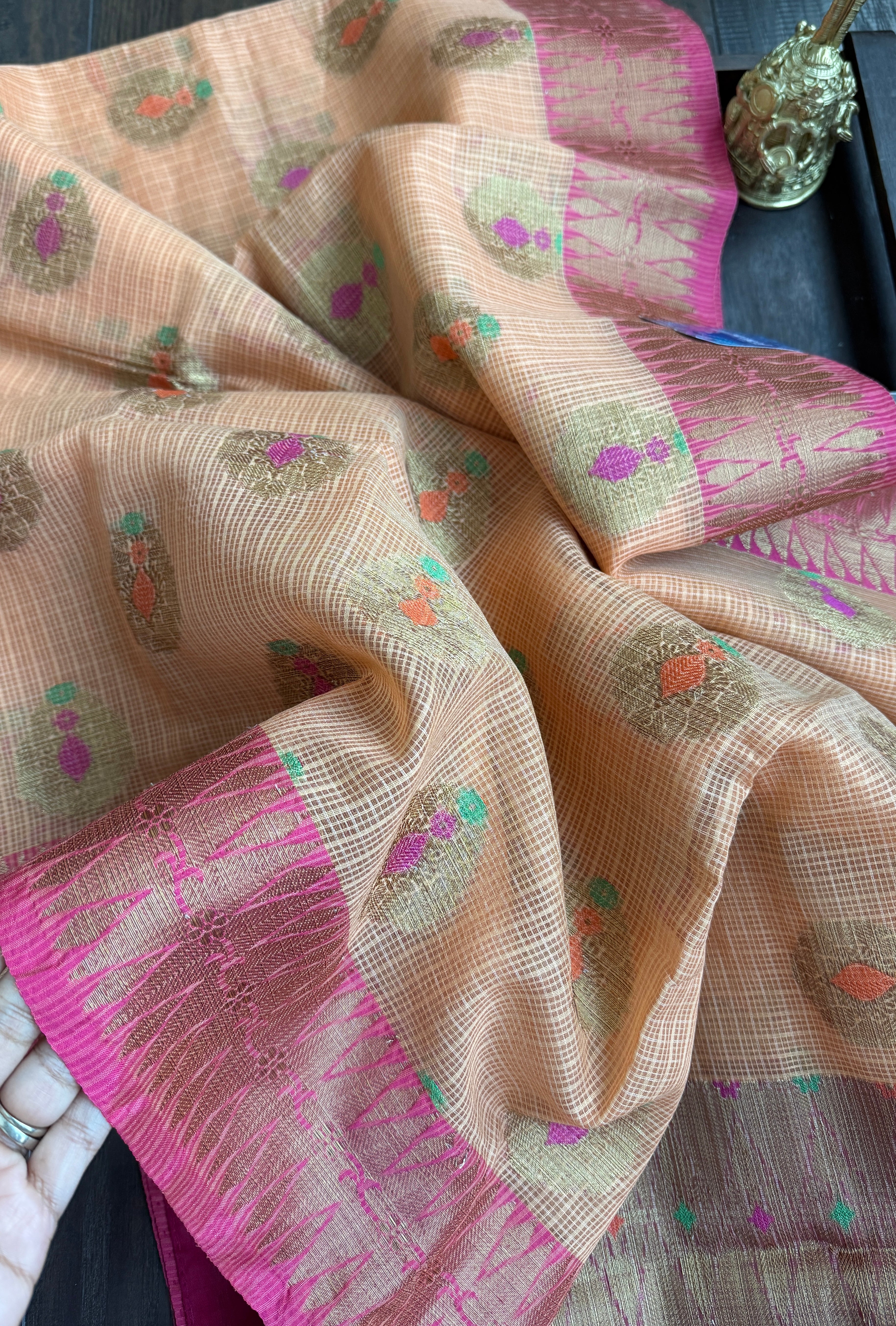 Cotton Silk Banaras Chanderi - Peach Pink