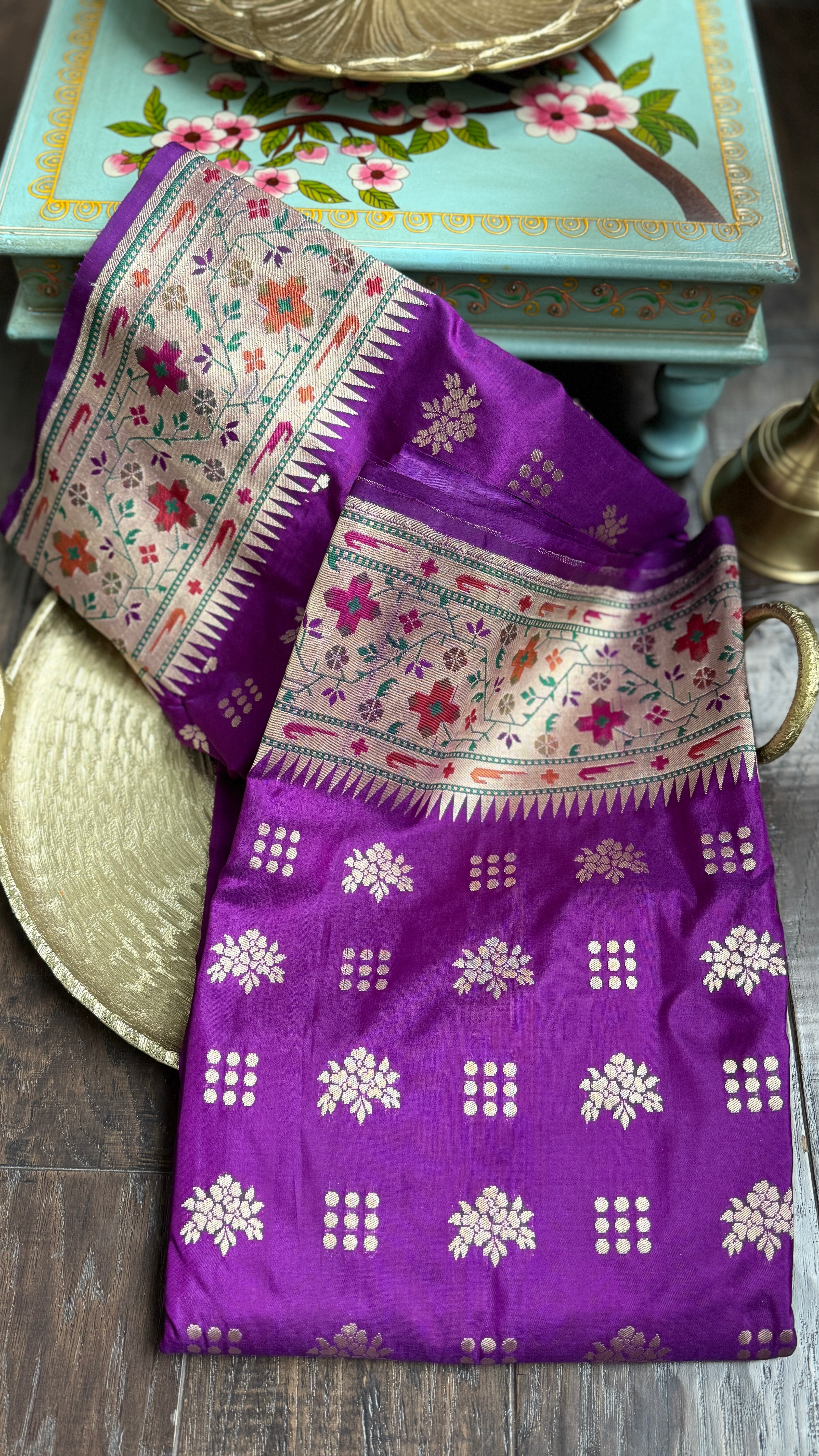 Pure Silk Paithani Banarasi- Purple