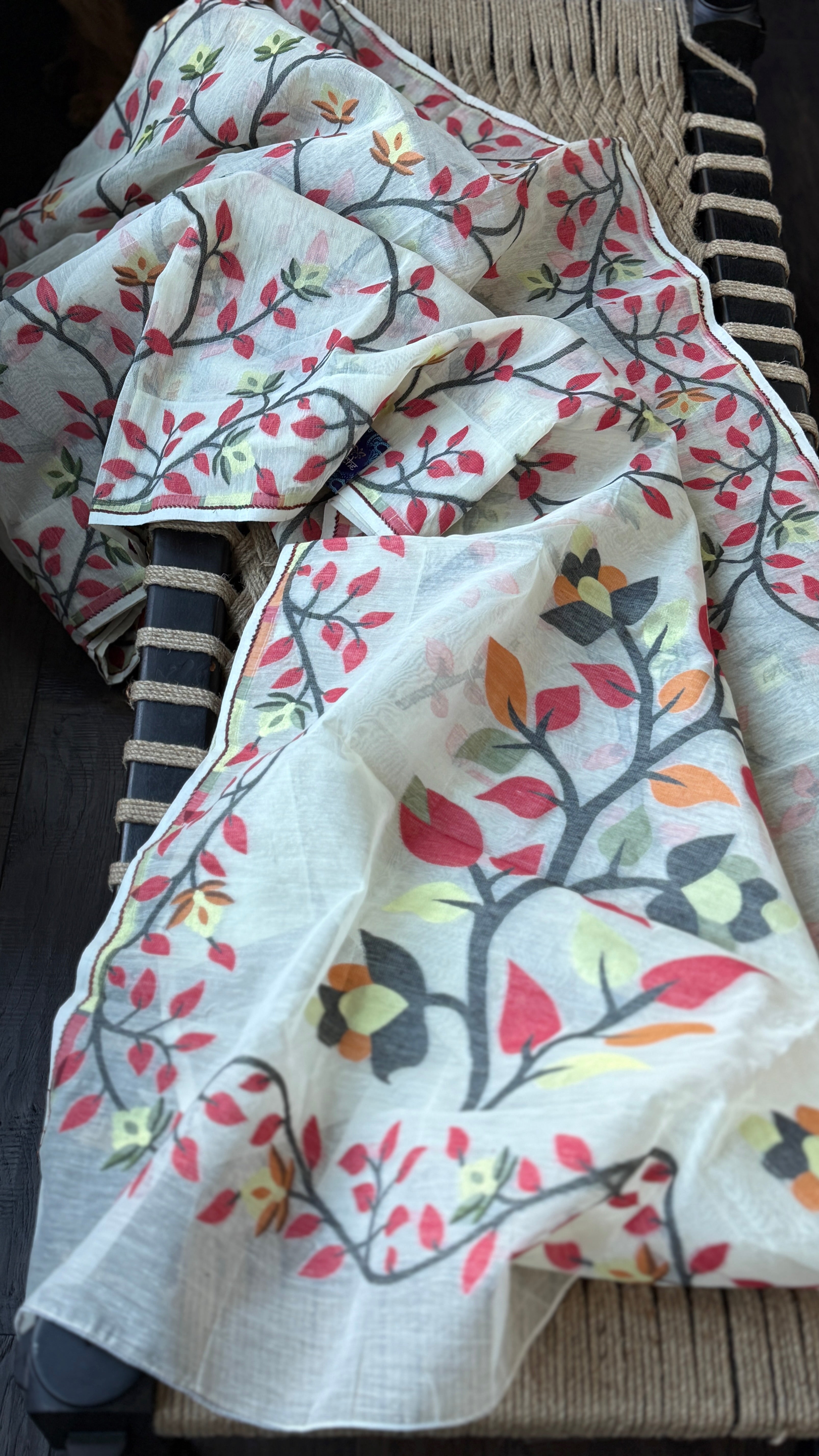 Cotton Jamdaani  - Off White Multi Colored 2