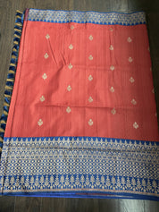 Pure Tassur Silk Banarasi - Red Blue